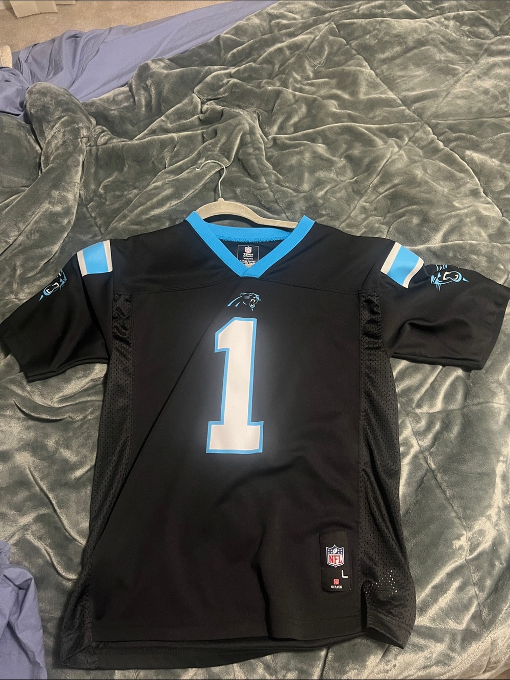 NFL Carolina Panthers Black and Blue #1 Football Jersey